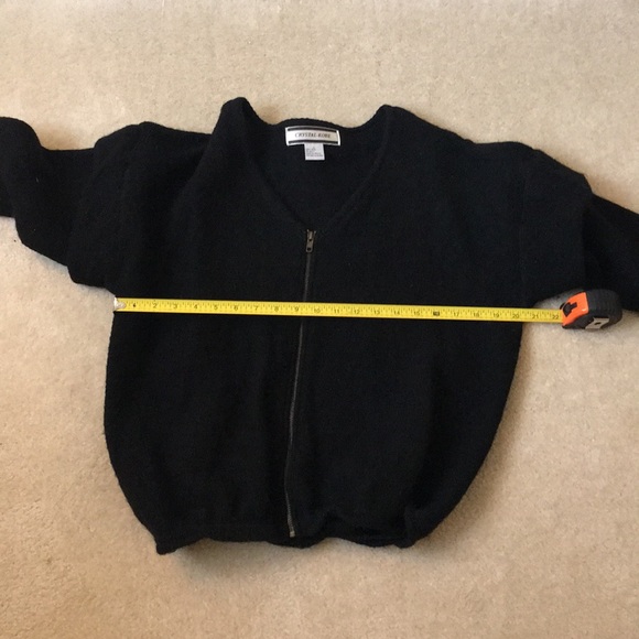 Wool cocoon puff sleeve black zip up cardigan - Picture 4 of 7